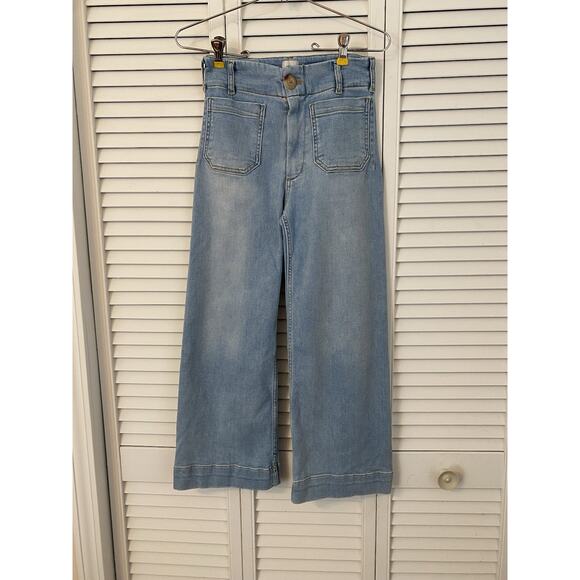 Athropologie Maeve The Colette Crop High-Rise Wide-Leg Jeans Size 24P Boho Retro - Picture 1 of 6